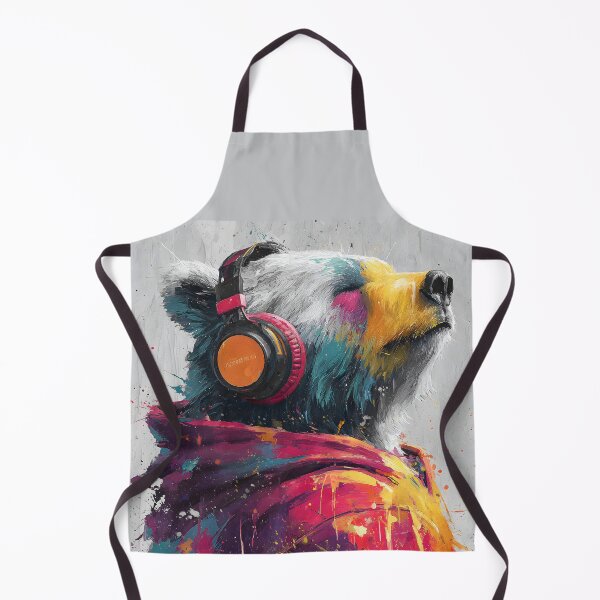 Item preview, Dj Bear Grizzly with Headphones Colorful Abstract Music Art designed and sold by GrinGalore.