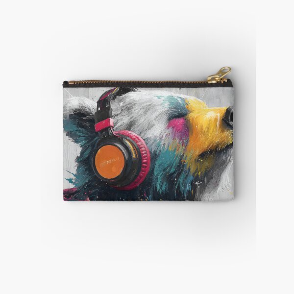 Item preview, Dj Bear Grizzly with Headphones Colorful Abstract Music Art designed and sold by GrinGalore.