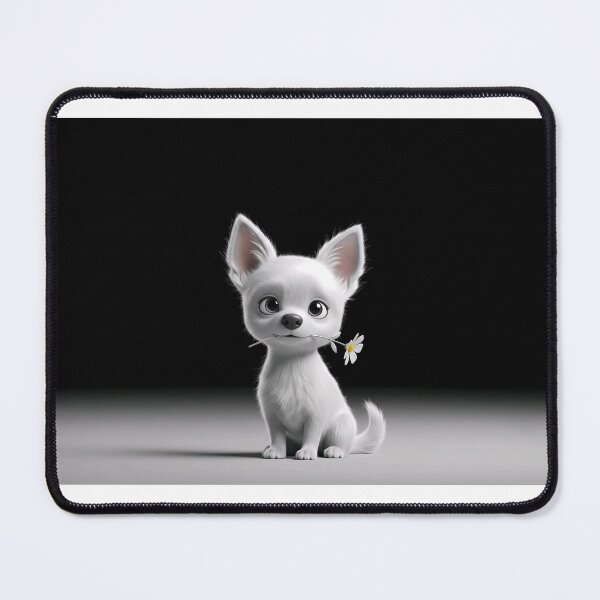 Item preview, Adorable Cute White Puppy Holding Daisy in Mouth designed and sold by Freedom Line Studio.