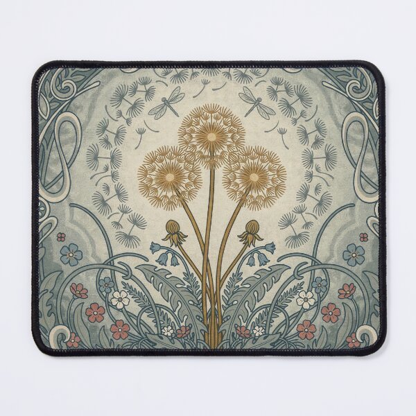 Item preview, Art Nouveau Dandelion Garden – Vintage Botanical Poster with Ornate Floral Frame designed and sold by Tamas Das.
