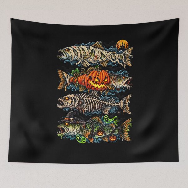 Item preview, Halloween Bass Fish Ghost Pumpkin Skeleton Mummy Fishing designed and sold by alanxgoldberger.