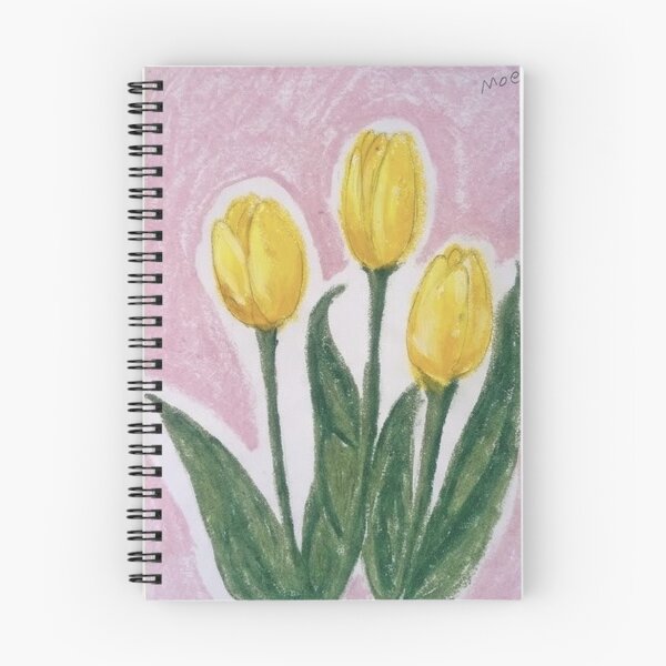Item preview, Yellow Tulip Trio - Oil Pastel Illustration designed and sold by MOE'S LITTLE GALLERY.