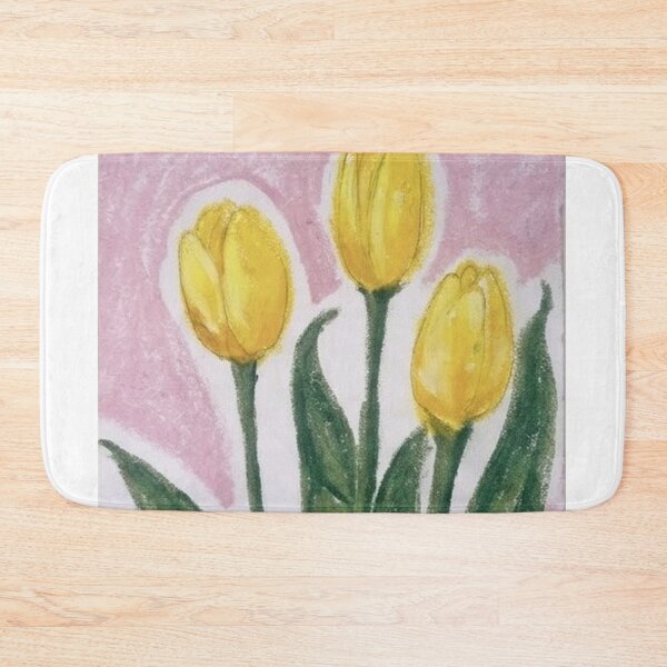 Item preview, Yellow Tulip Trio - Oil Pastel Illustration designed and sold by MOE'S LITTLE GALLERY.