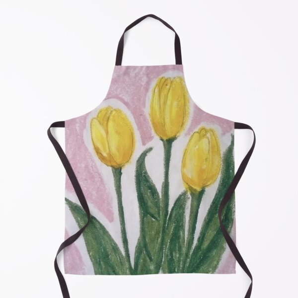 Item preview, Yellow Tulip Trio - Oil Pastel Illustration designed and sold by MOE'S LITTLE GALLERY.