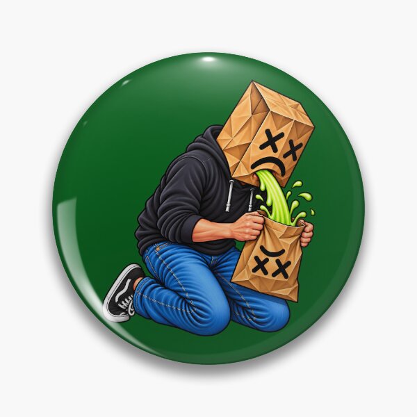 Item preview, Paper Bag Head Vomiting Into a Paper Bag designed and sold by RockyMemes.