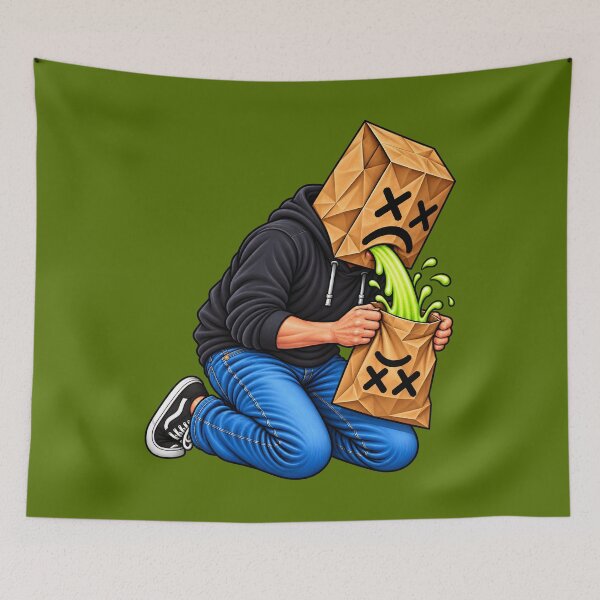 Item preview, Paper Bag Head Vomiting Into a Paper Bag designed and sold by RockyMemes.