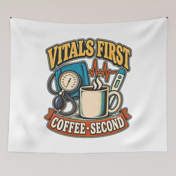 Item preview, ER Nurse Vitals First Coffee Second designed and sold by EvergreenPark - Tee Studio.