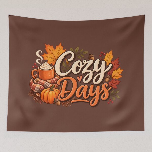 Item preview, Cozy Days – Autumn Coffee, Pumpkin & Fall Leaves designed and sold by blankTeeShirt.