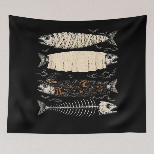 Item preview, Halloween Fish Ghost Pumpkin Skeleton Mummy designed and sold by alanxgoldberger.