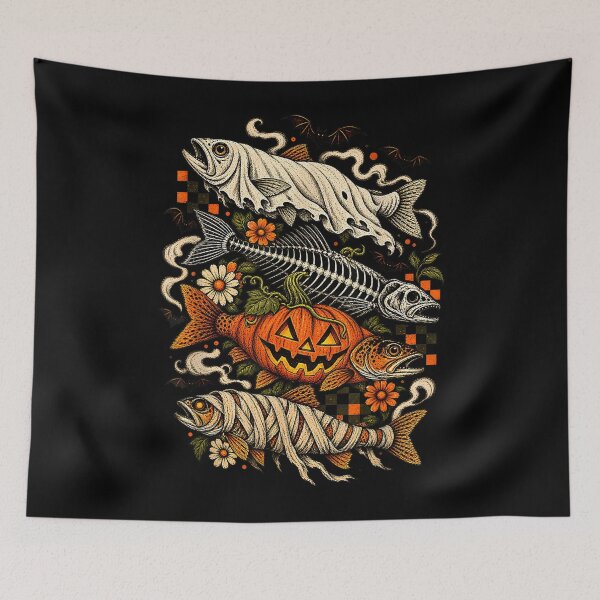 Item preview, Halloween Fish Trout Spooky Pumpkin Mummy Skeleton Ghost designed and sold by alanxgoldberger.