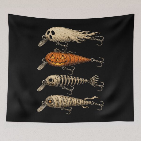 Item preview, Halloween Fishing Lures Ghost Pumpkin Skeleton Mummy Fish designed and sold by alanxgoldberger.