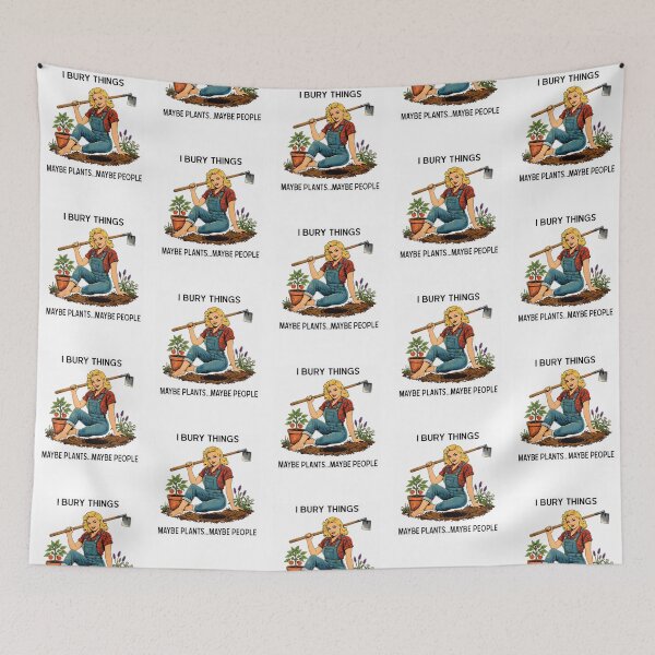 Item preview,  I Bury Things Maybe Plants Maybe People Funny Gardening Pinup Girl designed and sold by AmandaMasten.