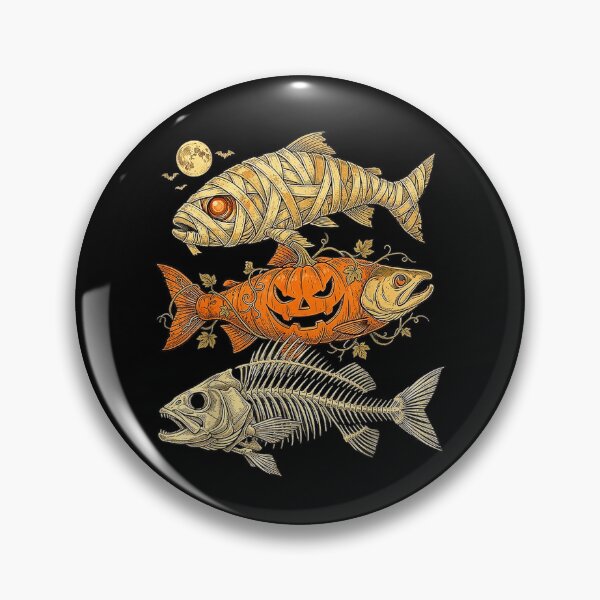 Item preview, Halloween Mummy Ghost Fish Skeleton Pumpkin Fishing designed and sold by alanxgoldberger.