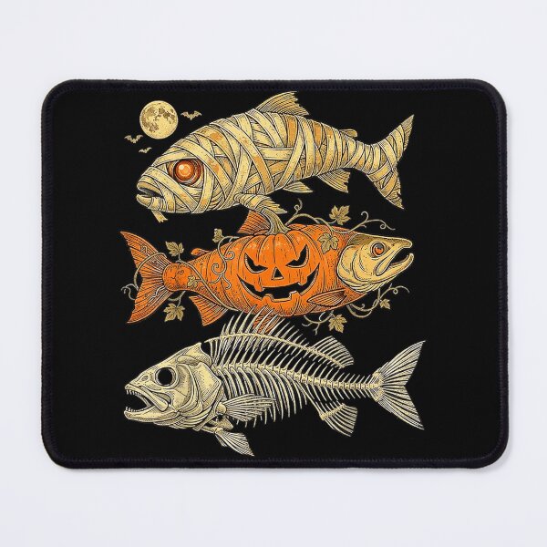 Item preview, Halloween Mummy Ghost Fish Skeleton Pumpkin Fishing designed and sold by alanxgoldberger.