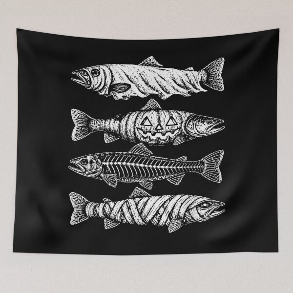 Item preview, Halloween Trout Fish Ghost Pumpkin Skeleton Mummy designed and sold by alanxgoldberger.