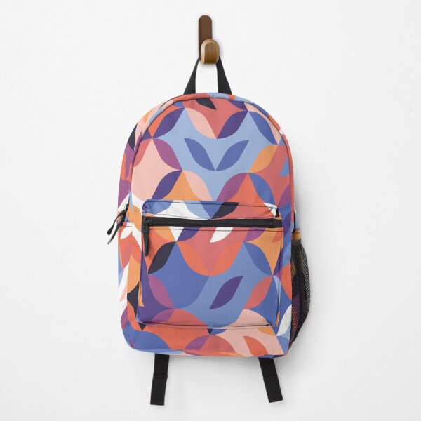 Item preview, Retro Geometric Petal Mosaic in Coral and Blue designed and sold by QuietBloom80.