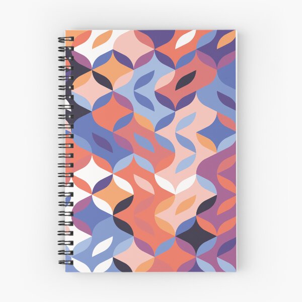 Item preview, Retro Geometric Petal Mosaic in Coral and Blue designed and sold by QuietBloom80.