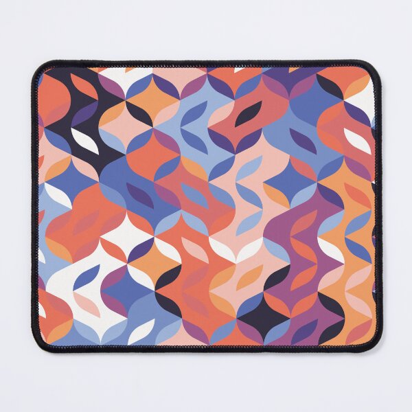Item preview, Retro Geometric Petal Mosaic in Coral and Blue designed and sold by QuietBloom80.