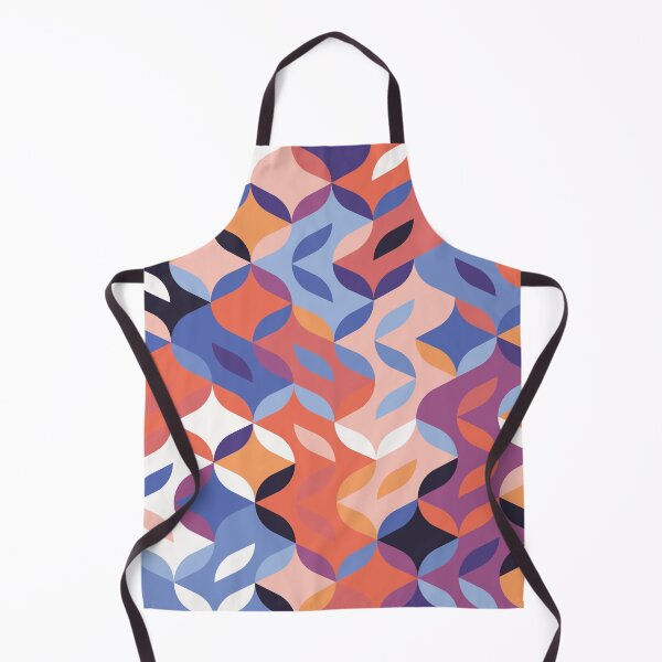 Item preview, Retro Geometric Petal Mosaic in Coral and Blue designed and sold by QuietBloom80.