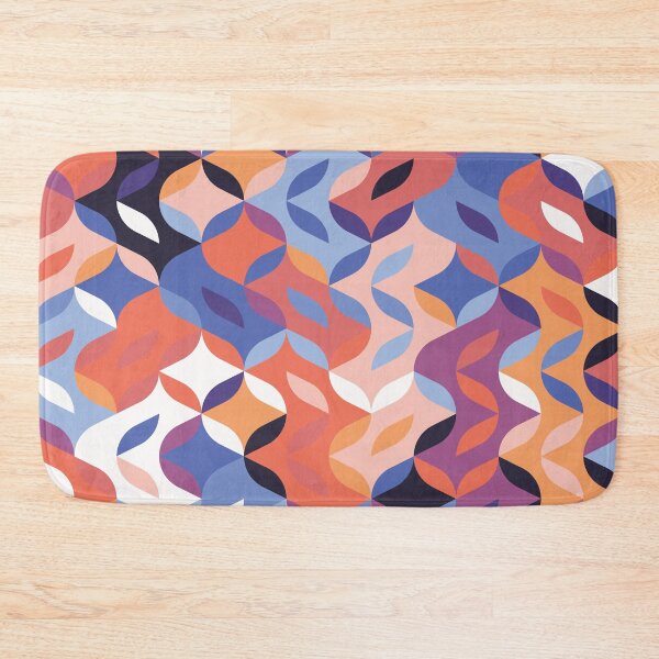 Item preview, Retro Geometric Petal Mosaic in Coral and Blue designed and sold by QuietBloom80.