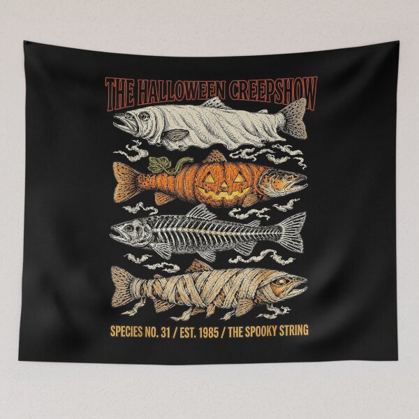 Item preview, Halloween Trout Fish Ghost Pumpkin Skeleton Mummy designed and sold by alanxgoldberger.