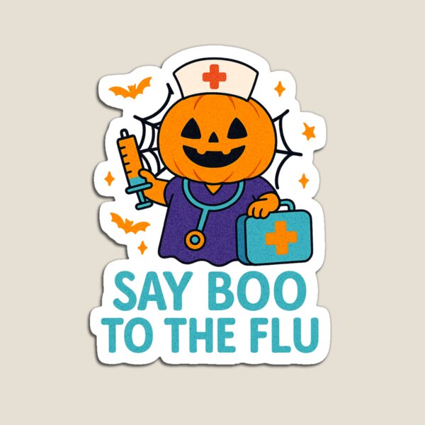 Item preview, Say Boo to the Flu Pumpkin Nurse designed and sold by DoArtITa.