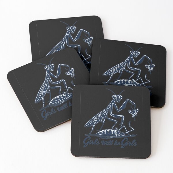 Item preview, Girls Will Be Girls Praying Mantis Dark Blue Line Art designed and sold by DoArtITa.