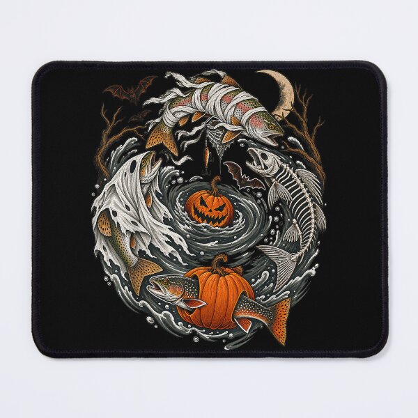 Item preview, Halloween Trout Fish Ghost Skeleton Pumpkin Mummy Fishing designed and sold by alanxgoldberger.