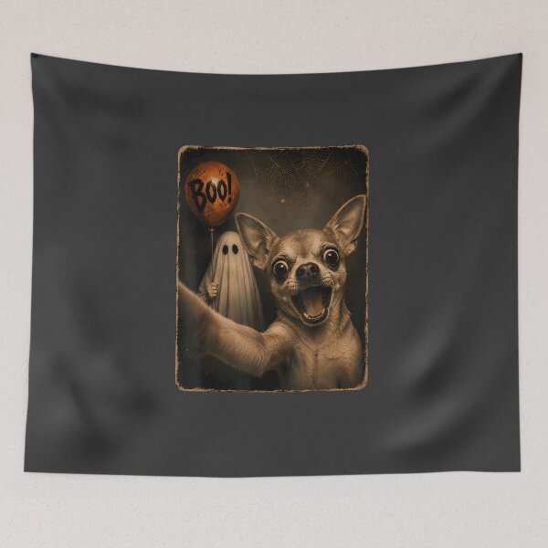 Item preview, Funny Chihuahua Ghost Selfie Halloween designed and sold by AmiGraph.