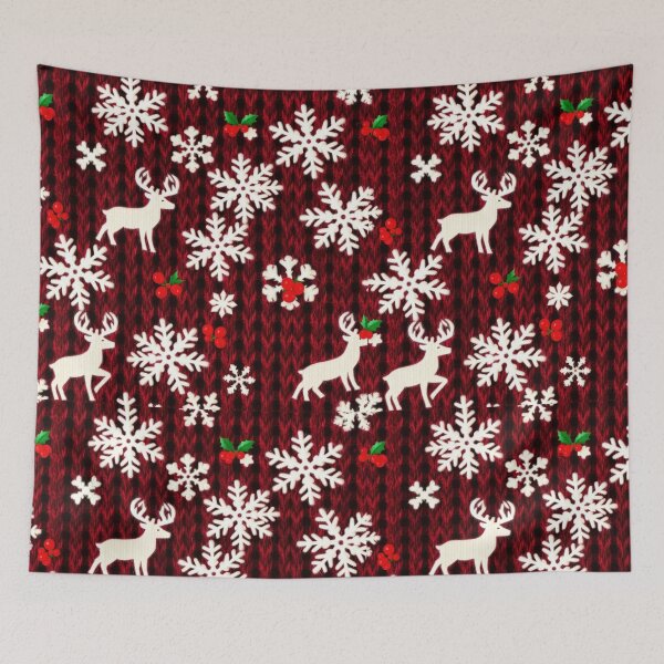 Item preview, Christmas Snowflake Reindeer Knit Pattern designed and sold by PunchDrop.