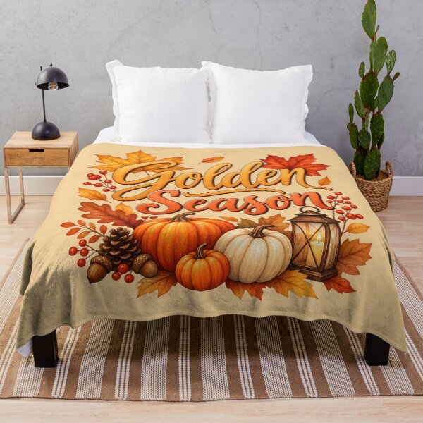 Item preview, Golden Season – Cozy Autumn Pumpkins, Leaves & Lantern designed and sold by blankTeeShirt.