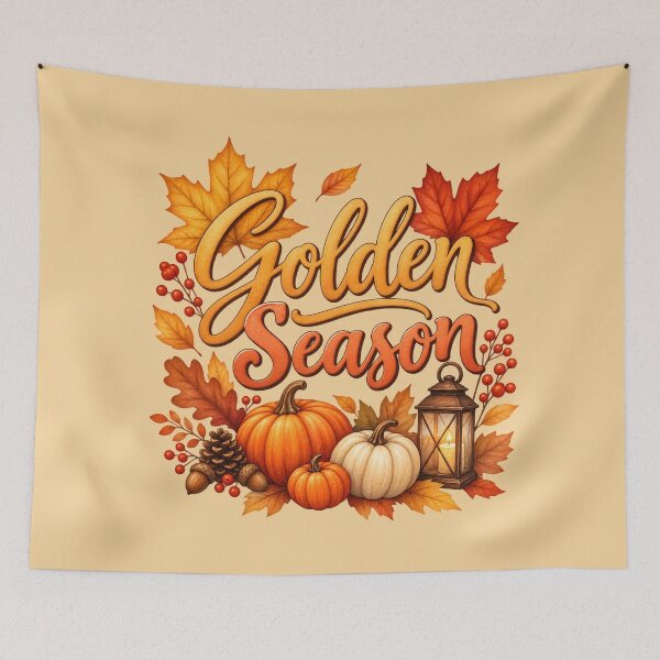 Item preview, Golden Season – Cozy Autumn Pumpkins, Leaves & Lantern designed and sold by blankTeeShirt.
