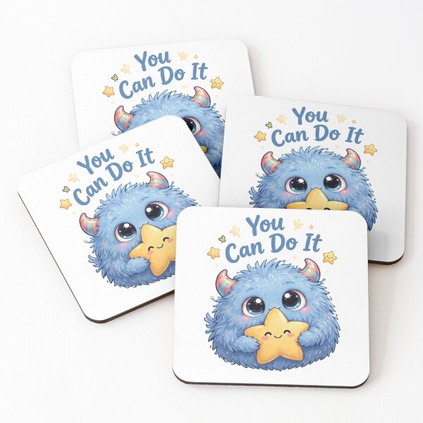 Item preview, You Can Do It | Cute Fluffy Blue Monster Holding Star designed and sold by Nunaprettyshop.