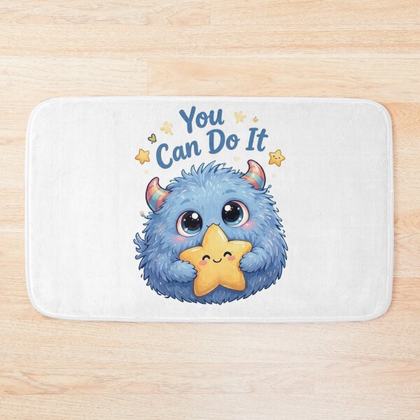 Item preview, You Can Do It | Cute Fluffy Blue Monster Holding Star designed and sold by Nunaprettyshop.