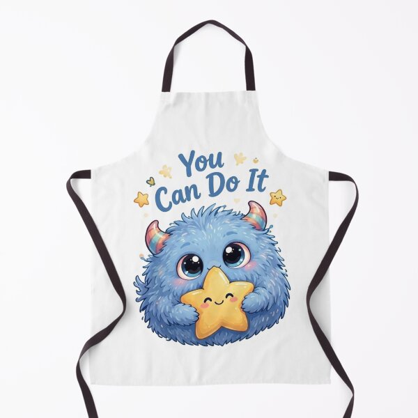 Item preview, You Can Do It | Cute Fluffy Blue Monster Holding Star designed and sold by Nunaprettyshop.