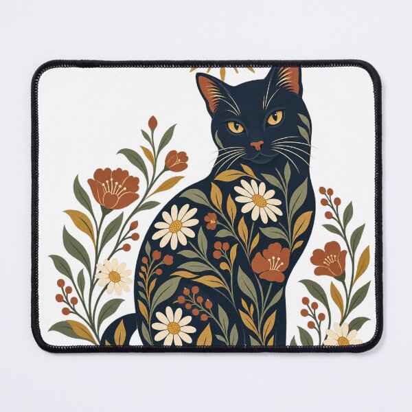 Item preview, Botanical Cat with Flowers and Golden Sun – Cottagecore Folk Art designed and sold by Pixel & Ponder.