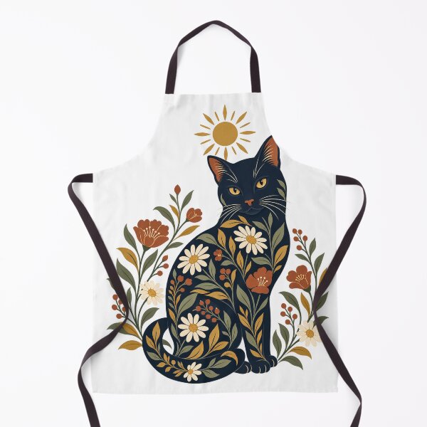 Item preview, Botanical Cat with Flowers and Golden Sun – Cottagecore Folk Art designed and sold by Pixel & Ponder.