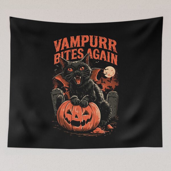 Item preview, Vampurr Bites Again – Funny Vampire Cat Halloween Design designed and sold by DyzioSupply.
