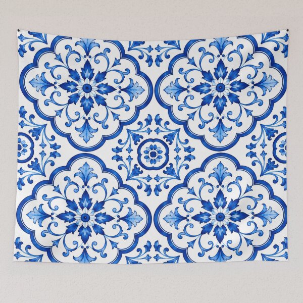 Item preview, Blue and White Moroccan Floral Mandala Pattern designed and sold by CreativeCharmCo.