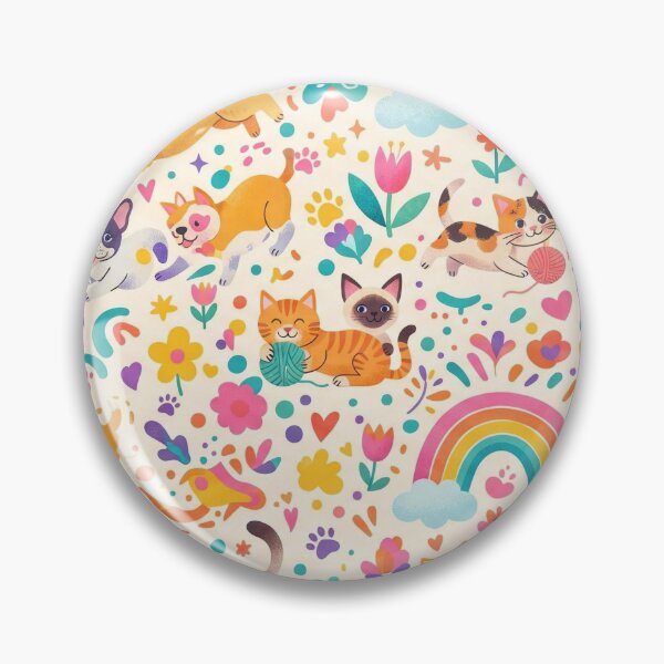 Item preview, cute cats and dogs seamless pattern, rainbow floral pet lovers Colorful Animal designed and sold by ArtDesignTp.