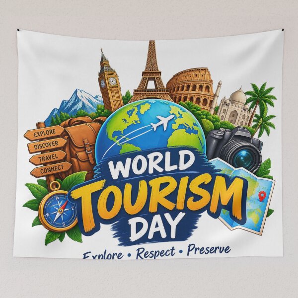 Item preview, World Tourism Day Travel Adventure Explore the World Design designed and sold by CreativeNest Prints.