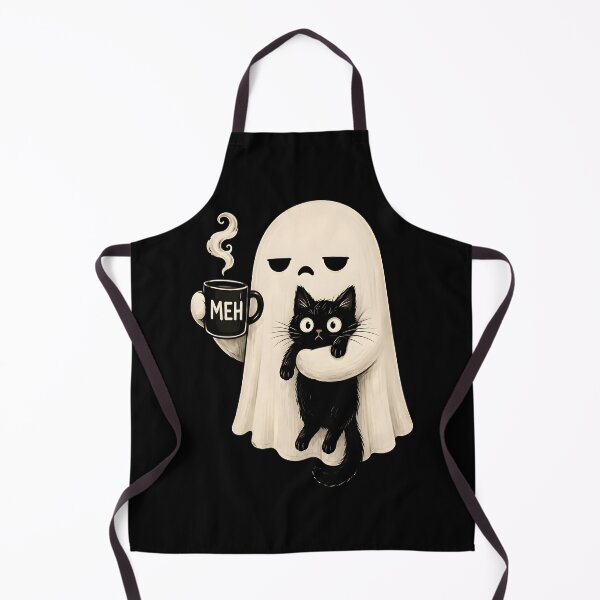 Item preview, Ghost Holding Black Cat Meh Coffee Halloween Tee designed and sold by Catspeachy.