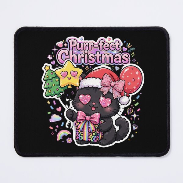 Item preview, Lisa Frank Christmas Black Cat Purr-fect Christmas Neon 90s Kawaii Balloons designed and sold by HealingEraInk.
