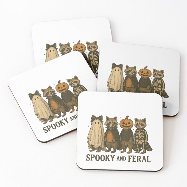 Item preview, Spooky and Feral Raccoons Halloween Costume Lineup designed and sold by DoArtITa.