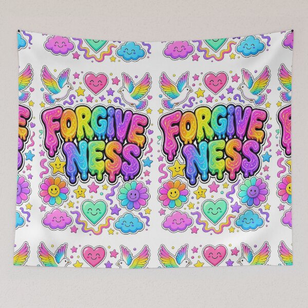 Item preview, Forgiveness Funky Pop Art Design – Vibrant Healing Graphic Print for Peace & Free Spirits designed and sold by The Crazy Monkey Design Studio.