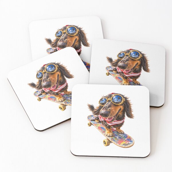 Item preview, Too Cool to Walk – Skateboarding Dachshund at Venice Beach designed and sold by Russell Thorne.