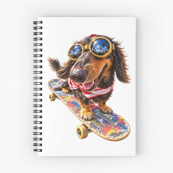 Item preview, Too Cool to Walk – Skateboarding Dachshund at Venice Beach designed and sold by Russell Thorne.