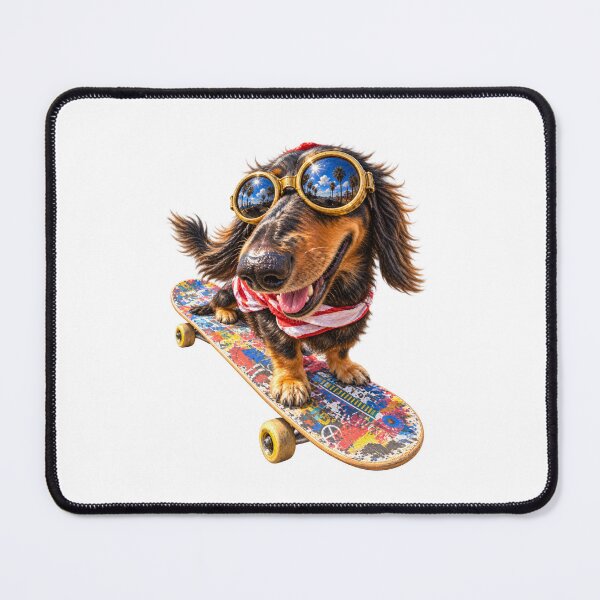 Item preview, Too Cool to Walk – Skateboarding Dachshund at Venice Beach designed and sold by Russell Thorne.