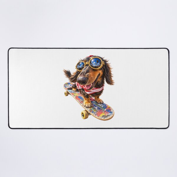 Item preview, Too Cool to Walk – Skateboarding Dachshund at Venice Beach designed and sold by Russell Thorne.
