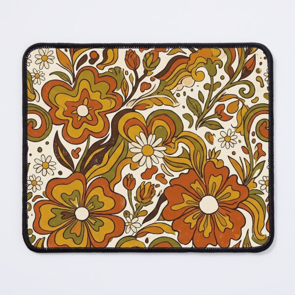 Item preview, Retro 70s Floral Seamless Pattern, Groovy Flower Digital Paper, Boho Vintage, Orange Mustard Floral Design designed and sold by ArtDesignTp.